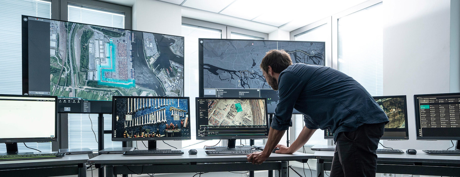 Drone pilot checking a monitor