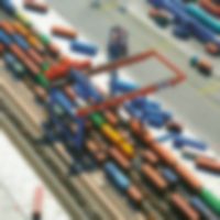 Aerial view of Hamburger Hafen railway loading