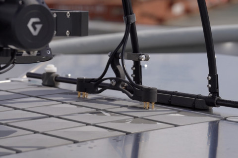 Skycharge and HHLA Sky partner to offer truly automated 24/7 BVLOS drone operations. Image: Skycharge's power connector at a drone, charging on Skycharge's BOLO S1 Docking System